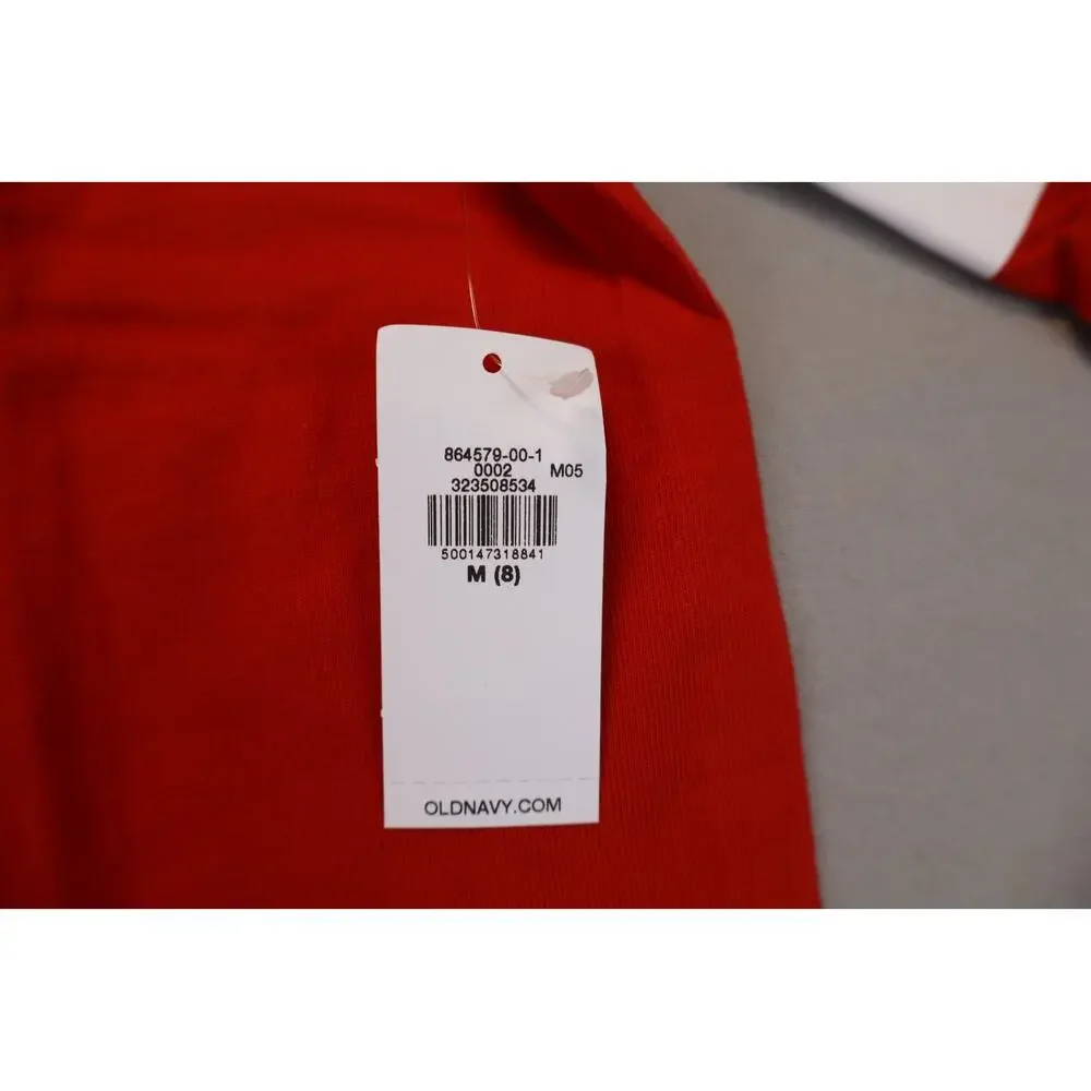 NEW Old Navy Kid Girl Red 13 Football V Neck Oversized T Shirt Top Size M